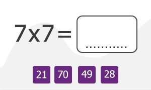 Tafel van 7 Uitkomst invullen (meerkeuze)